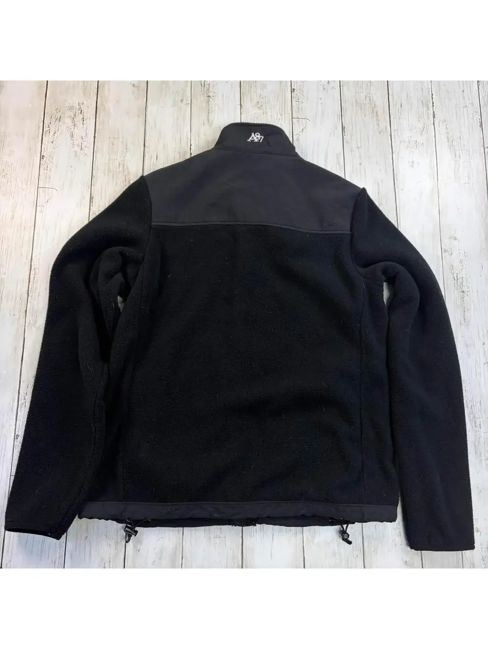 Y2K Aeropostale Black Fleece Jacket with Logo Womens S